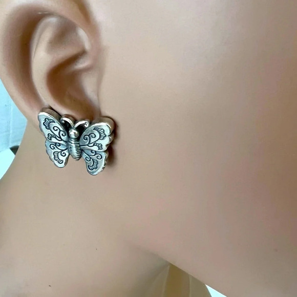 Brighton Butterfly Earrings Silver Stud. - Picture 2 of 4